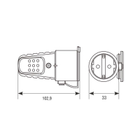 Разъем штепсельный 16А IP44 250В (еврослот) с заземл. каучук UNIVersal 602228 ТехноИмпульс