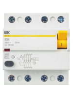 Выключатель дифференциального тока (УЗО) 4п 63А 100мА тип AC ВД1-63 KARAT IEK MDV10-4-063-100 ТехноИмпульс