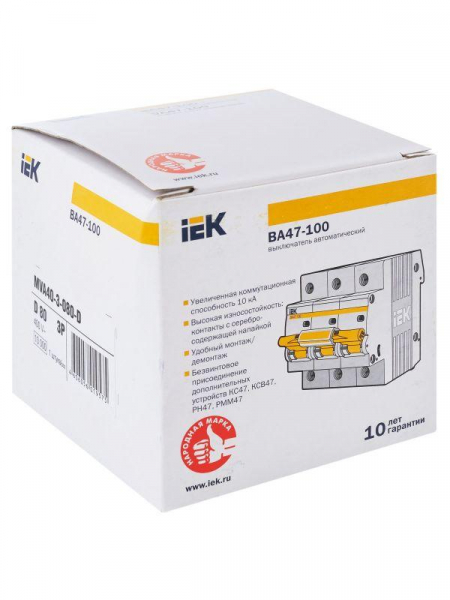 Выключатель автоматический модульный 3п D 80А 10кА ВА47-100 KARAT IEK MVA40-3-080-D ТехноИмпульс