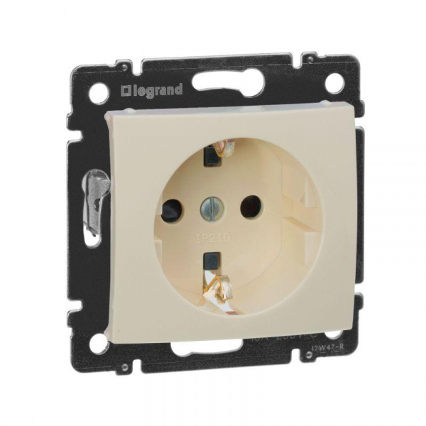 Розетка 1-м СП Valena 16А IP21 230/250В 2P+E с заземл. защ. шторки на винтах механизм сл. кость IEK 774321 ТехноИмпульс