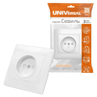 Розетка 1-м СП Севиль 16А IP20 без заземл. защ. шторки бел. UNIVersal С0047 ТехноИмпульс