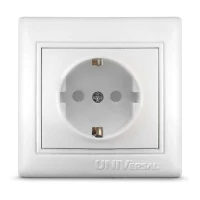 Розетка 1-м СП Севиль 16А IP32 с заземл. защ. шторки бел. UNIVersal С0049 ТехноИмпульс