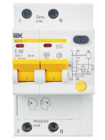 Выключатель автоматический дифференциального тока 2п C 50А 30мА тип AC 4.5кА АД-12 KARAT IEK MAD10-2-050-C-030 ТехноИмпульс