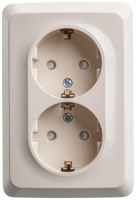 Розетка угловая 2-м ОП Этюд 16А IP20 250В с заземл. защ. шторки крем. SE PA16-108K ТехноИмпульс