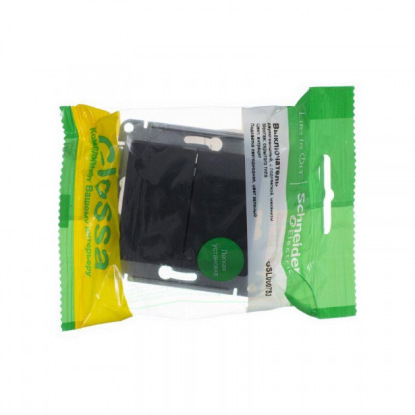 Выключатель 2-кл. СП Glossa 10А IP20 (сх. 5а) 10AX с подсветкой механизм антрацит SE GSL000753 ТехноИмпульс