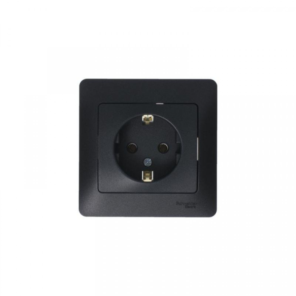 Розетка 1-м СП 1мод. Glossa 16А IP20 с заземл. в сборе антрацит SE GSL000742 ТехноИмпульс