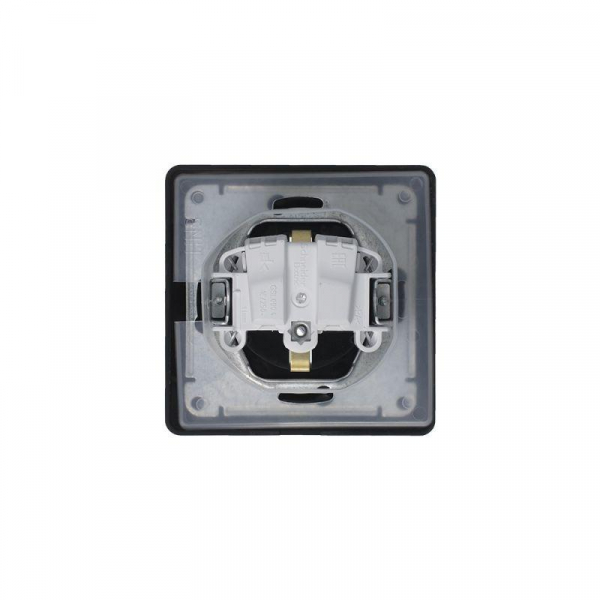 Розетка 1-м СП 1мод. Glossa 16А IP44 с заземл. защ. шторки с крышкой в сборе антрацит SE GSL000748 ТехноИмпульс