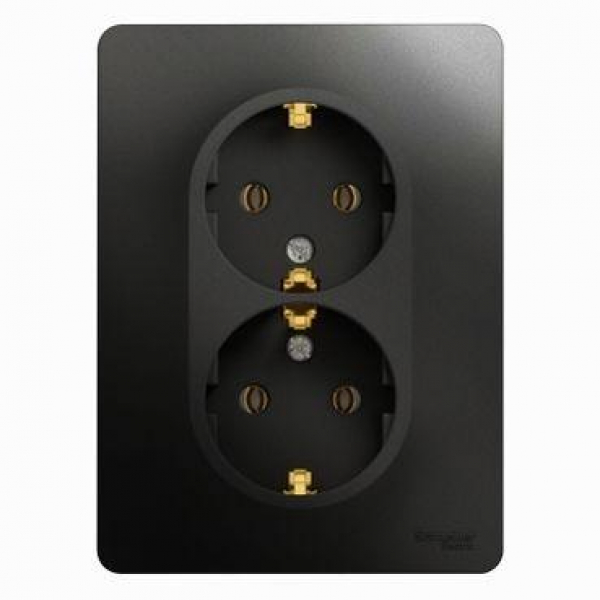 Розетка 2-м Glossa 16А с заземл. в сборе антрацит SE GSL000724 ТехноИмпульс