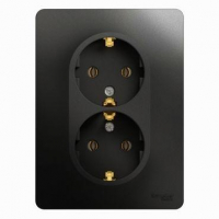 Розетка 2-м Glossa 16А с заземл. в сборе антрацит SE GSL000724 ТехноИмпульс