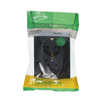 Розетка 2-м Glossa 16А с заземл. в сборе антрацит SE GSL000724 ТехноИмпульс