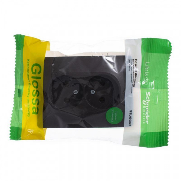 Розетка 2-м СП Glossa 16А IP20 250В без заземл. шоколад SE GSL000820 ТехноИмпульс