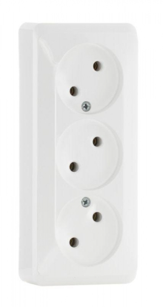 Розетка 3-м ОП Этюд 16А IP20 250В без заземл. без защ. шторок бел. SE PA16-009B ТехноИмпульс