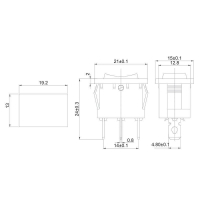 Выключатель клавишный 250В 6А (3с) ON-OFF-ON красн. с нейтралью Mini (RWB-205; SC-768) REXANT 36-2144 ТехноИмпульс