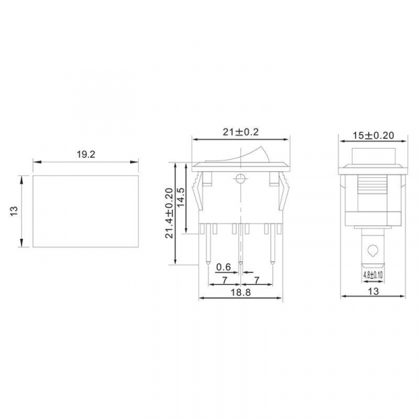 Выключатель клавишный 250В 6А (3с) ON-ON черн. Mini (RWB-202; SC-768) Rexant 36-2130 ТехноИмпульс