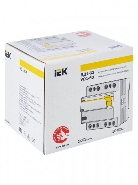 Выключатель дифференциального тока (УЗО) 4п 80А 300мА тип AC ВД1-63 KARAT IEK MDV10-4-080-300 ТехноИмпульс