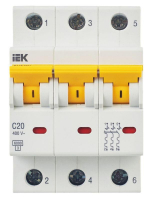 Выключатель автоматический модульный 3п C 20А 6кА ВА47-60M KARAT IEK MVA31-3-020-C ТехноИмпульс