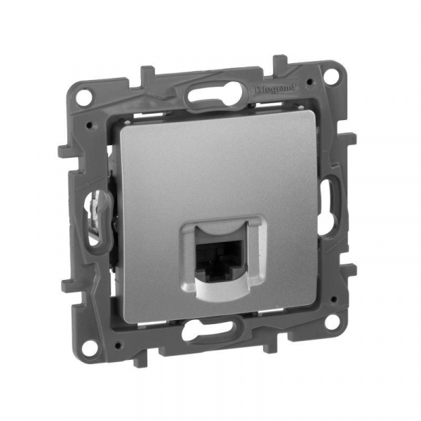 Розетка компьютерная 1-м СП Etika RJ45 кат.5E UTP механизм алюм. IEK 672441 ТехноИмпульс