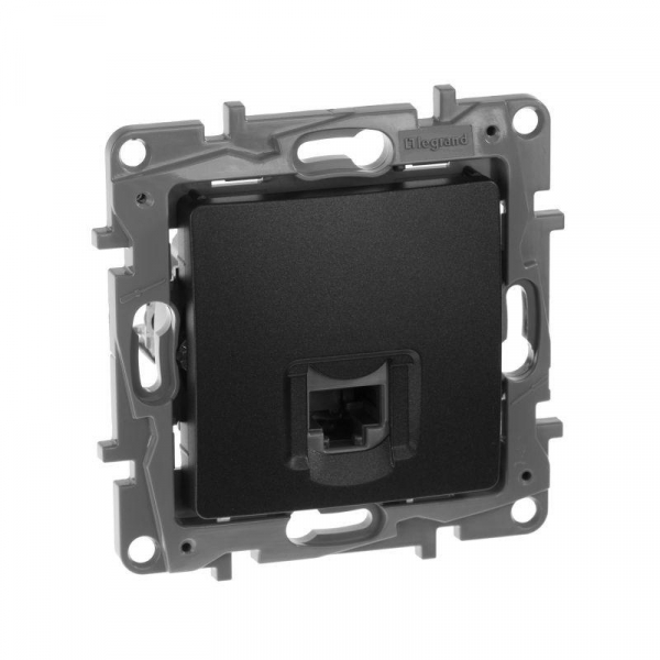 Розетка компьютерная 1-м СП Etika RJ45 кат.5E UTP механизм антрацит IEK 672641 ТехноИмпульс