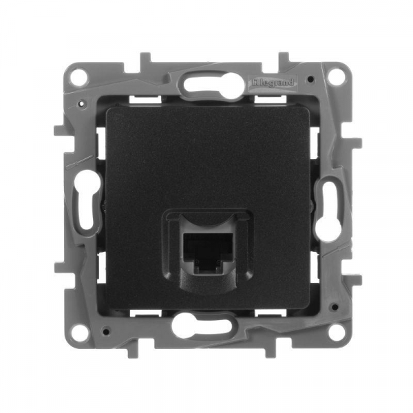 Розетка компьютерная 1-м СП Etika RJ45 кат.5E UTP механизм антрацит IEK 672641 ТехноИмпульс