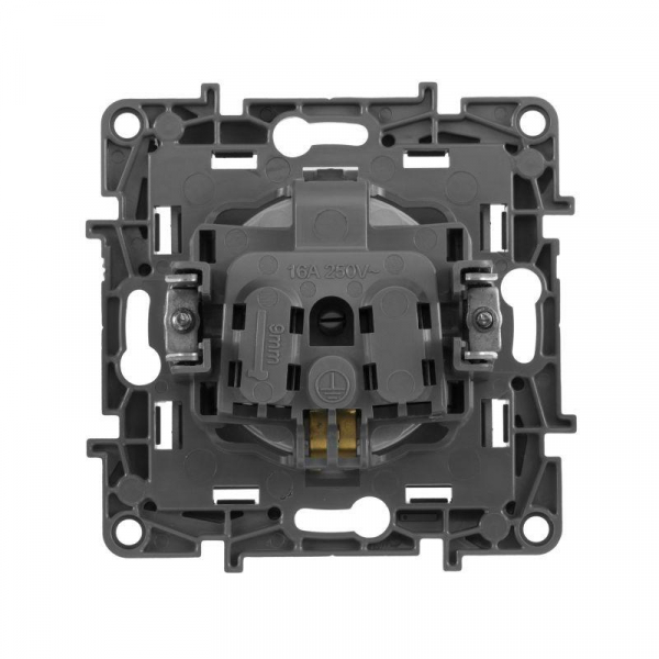 Розетка 1-м СП Etika 16А IP20 250В 2P+E с заземл. немецк. стандарт винтов. клеммы механизм алюм. Leg 672421 ТехноИмпульс