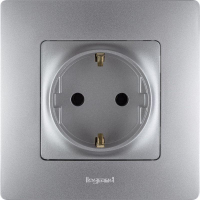 Розетка 1-м СП Etika 16А IP20 250В 2P+E с заземл. немецк. стандарт винтов. клеммы механизм алюм. IEK 672421 ТехноИмпульс