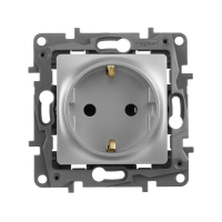 Розетка 1-м СП Etika 16А IP20 250В 2P+E с заземл. немецк. стандарт винтов. клеммы механизм алюм. IEK 672421 ТехноИмпульс