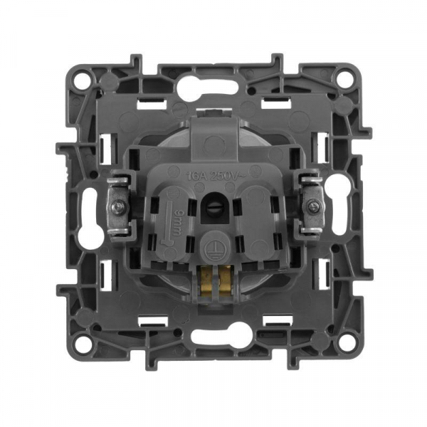 Розетка 1-м СП Etika 16А IP20 250В 2P+E с заземл. немецк. стандарт винтов. клеммы механизм алюм. IEK 672421 ТехноИмпульс