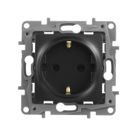 Розетка 1-м СП Etika 16А IP20 250В 2P+E с заземл. немецк. стандарт винтов. клеммы механизм антрацит IEK 672621 ТехноИмпульс