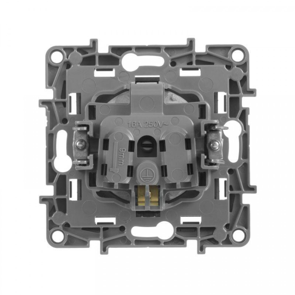 Розетка 1-м СП Etika 16А IP20 250В 2P+E с заземл. немецк. стандарт винтов. клеммы механизм антрацит IEK 672621 ТехноИмпульс