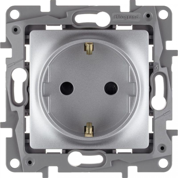 Розетка 1-м СП Etika 16А IP31 250В 2P+E с заземл. защ. шторки немецк. стандарт винтов. клеммы механизм алюм. IEK 672422 ТехноИмпульс