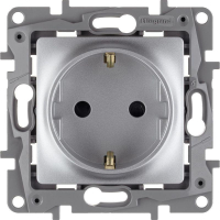 Розетка 1-м СП Etika 16А IP31 250В 2P+E с заземл. защ. шторки немецк. стандарт винтов. клеммы механизм алюм. IEK 672422 ТехноИмпульс