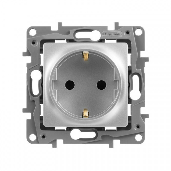 Розетка 1-м СП Etika 16А IP31 250В 2P+E с заземл. защ. шторки немецк. стандарт винтов. клеммы механизм алюм. IEK 672422 ТехноИмпульс