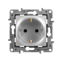 Розетка 1-м СП Etika 16А IP31 250В 2P+E с заземл. защ. шторки немецк. стандарт винтов. клеммы механизм алюм. IEK 672422 ТехноИмпульс