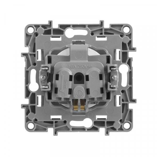 Розетка 1-м СП Etika 16А IP31 250В 2P+E с заземл. защ. шторки немецк. стандарт винтов. клеммы механизм алюм. IEK 672422 ТехноИмпульс