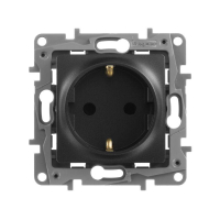 Розетка 1-м СП Etika 16А IP31 250В 2P+E с заземл. защ. шторки немецк. стандарт винтов. клеммы механизм антрацит IEK 672622 ТехноИмпульс
