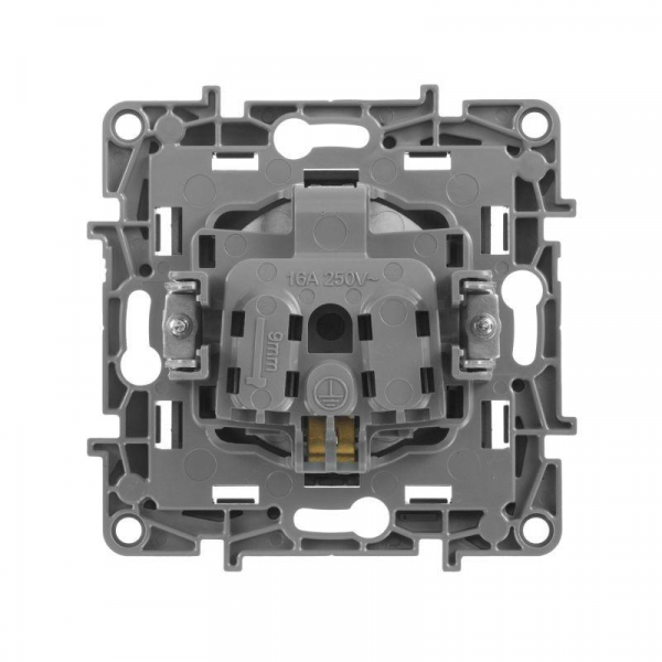 Розетка 1-м СП Etika 16А IP31 250В 2P+E с заземл. защ. шторки немецк. стандарт винтов. клеммы механизм антрацит IEK 672622 ТехноИмпульс