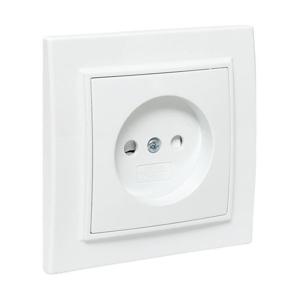 Розетка 1-м СП Минск 10А IP20 без заземл. защ. шторки бел. Basic EKF ERR10-022-100 ТехноИмпульс