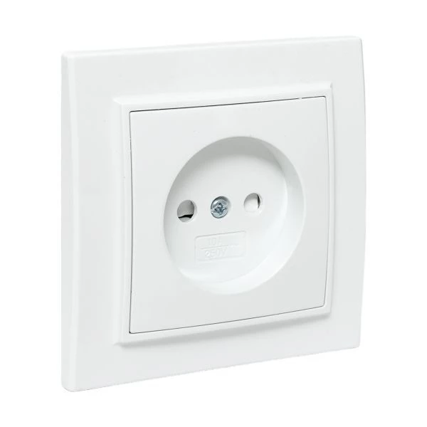 Розетка 1-м СП Минск 10А IP20 без заземл. защ. шторки бел. Basic EKF ERR10-022-100 ТехноИмпульс