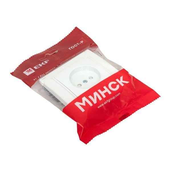 Розетка 1-м СП Минск 10А IP20 без заземл. защ. шторки бел. Basic EKF ERR10-022-100 ТехноИмпульс