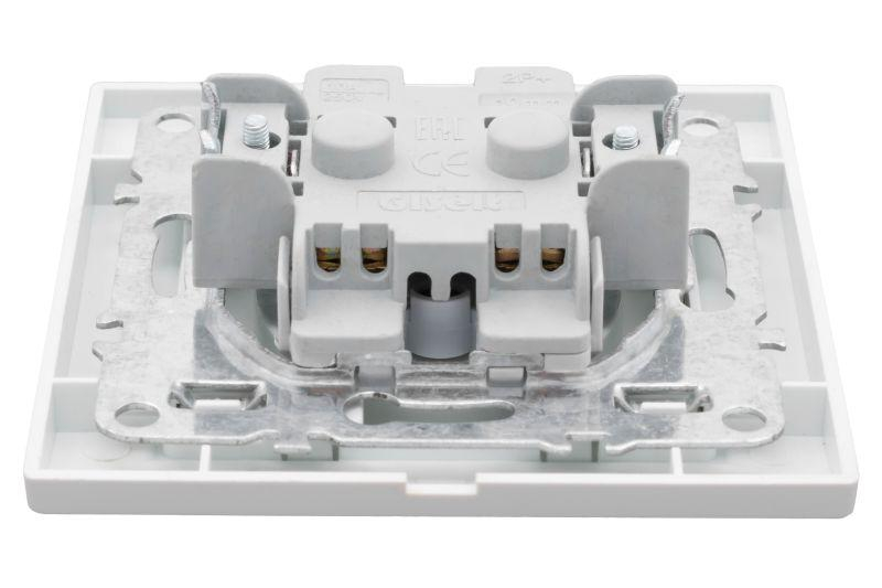 Розетка 1-м СП Минск 10А IP20 без заземл. защ. шторки бел. Basic EKF ERR10-022-100 ТехноИмпульс