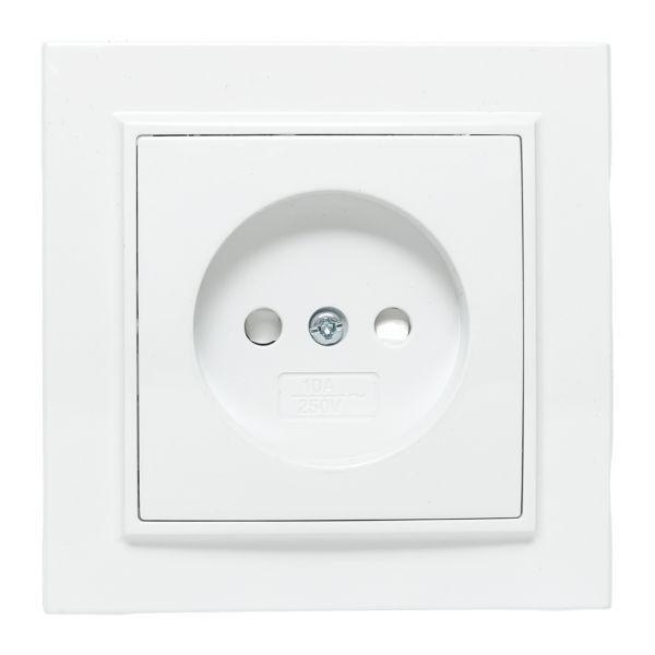Розетка 1-м СП Минск 10А IP20 без заземл. защ. шторки бел. Basic EKF ERR10-022-100 ТехноИмпульс