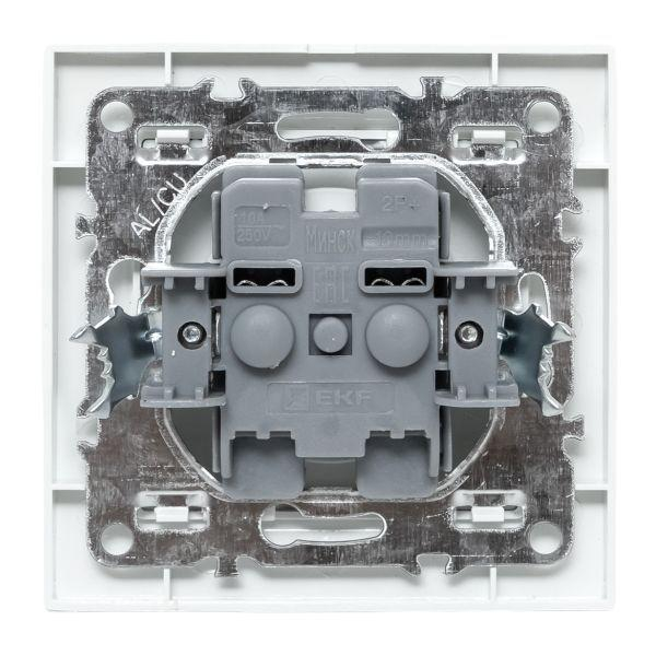 Розетка 1-м СП Минск 10А IP20 без заземл. защ. шторки бел. Basic EKF ERR10-022-100 ТехноИмпульс