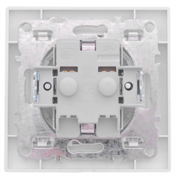 Розетка 1-м СП Минск 16А IP20 с заземл. защ. шторки бел. Basic EKF ERR16-028-100 ТехноИмпульс