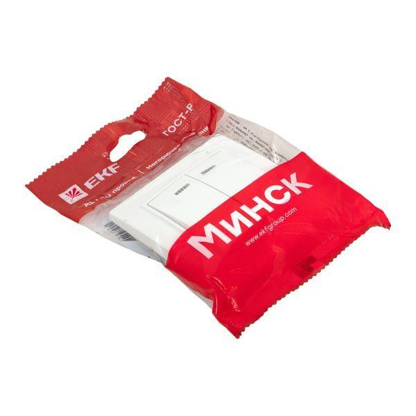 Выключатель 2-кл. СП Минск 10А IP20 с индикатором бел. Basic EKF ERV10-123-10 ТехноИмпульс