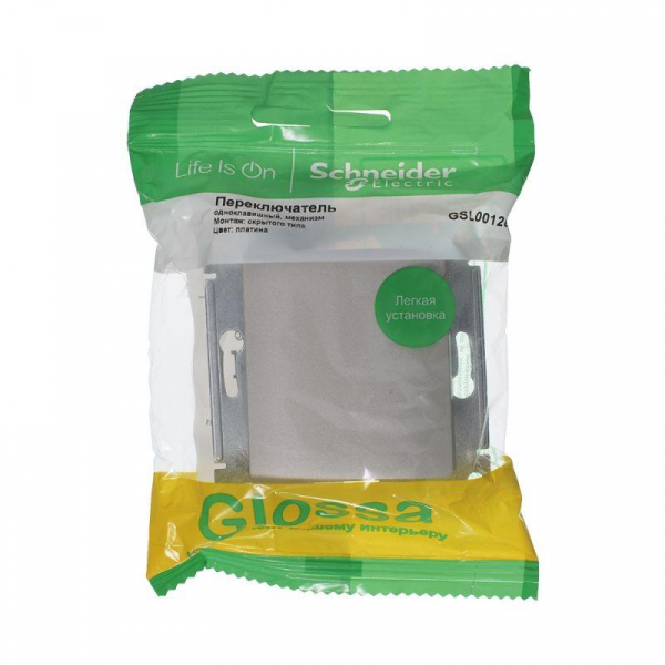 Переключатель проходной 1-кл. СП Glossa 10А IP20 (сх. 6) 10AX механизм платина SE GSL001261 ТехноИмпульс