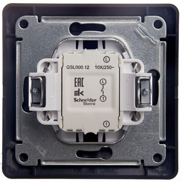 Выключатель 1-кл. СП Glossa 10А IP20 (сх. 1) 10AX в сборе графит SE GSL001312 ТехноИмпульс