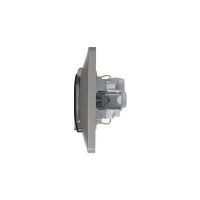 Розетка 1-м СП Glossa 16А IP44 250В с заземл. защ. шторки с крышкой в сборе платина SE GSL001248 ТехноИмпульс