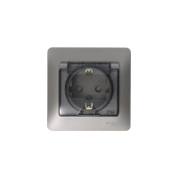 Розетка 1-м СП Glossa 16А IP44 250В с заземл. защ. шторки с крышкой в сборе платина SE GSL001248 ТехноИмпульс