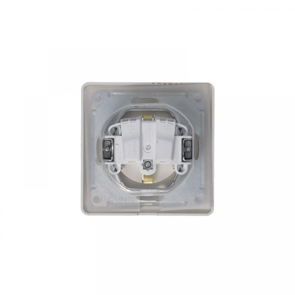 Розетка 1-м СП Glossa 16А IP44 250В с заземл. защ. шторки с крышкой в сборе платина SE GSL001248 ТехноИмпульс