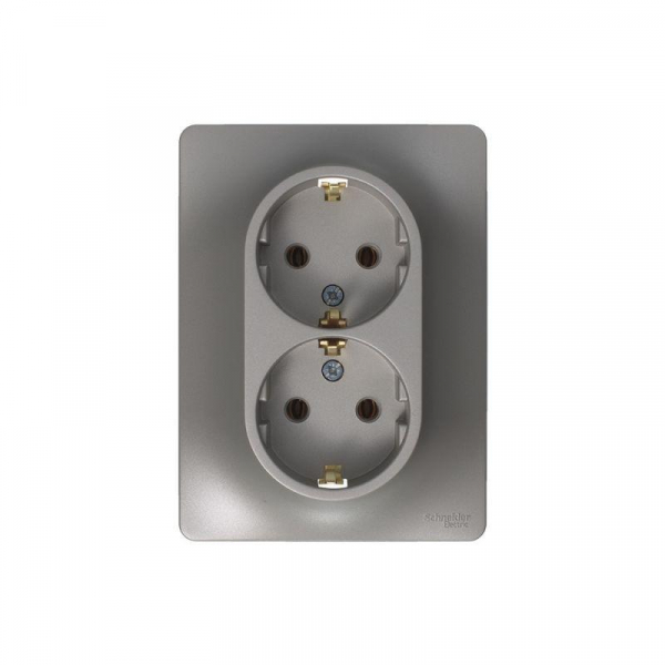 Розетка 2-м СП Glossa 16А IP20 250В с заземл. в сборе платина SE GSL001224 ТехноИмпульс